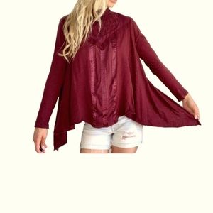 Free People Purple Plum Trapeze Lace Top